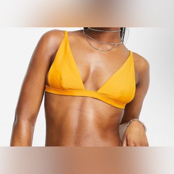 ASOS TWIIN | Era High Apex Triangle Bikini Top | Sunset Orange | Small - Picture 1 of 6
